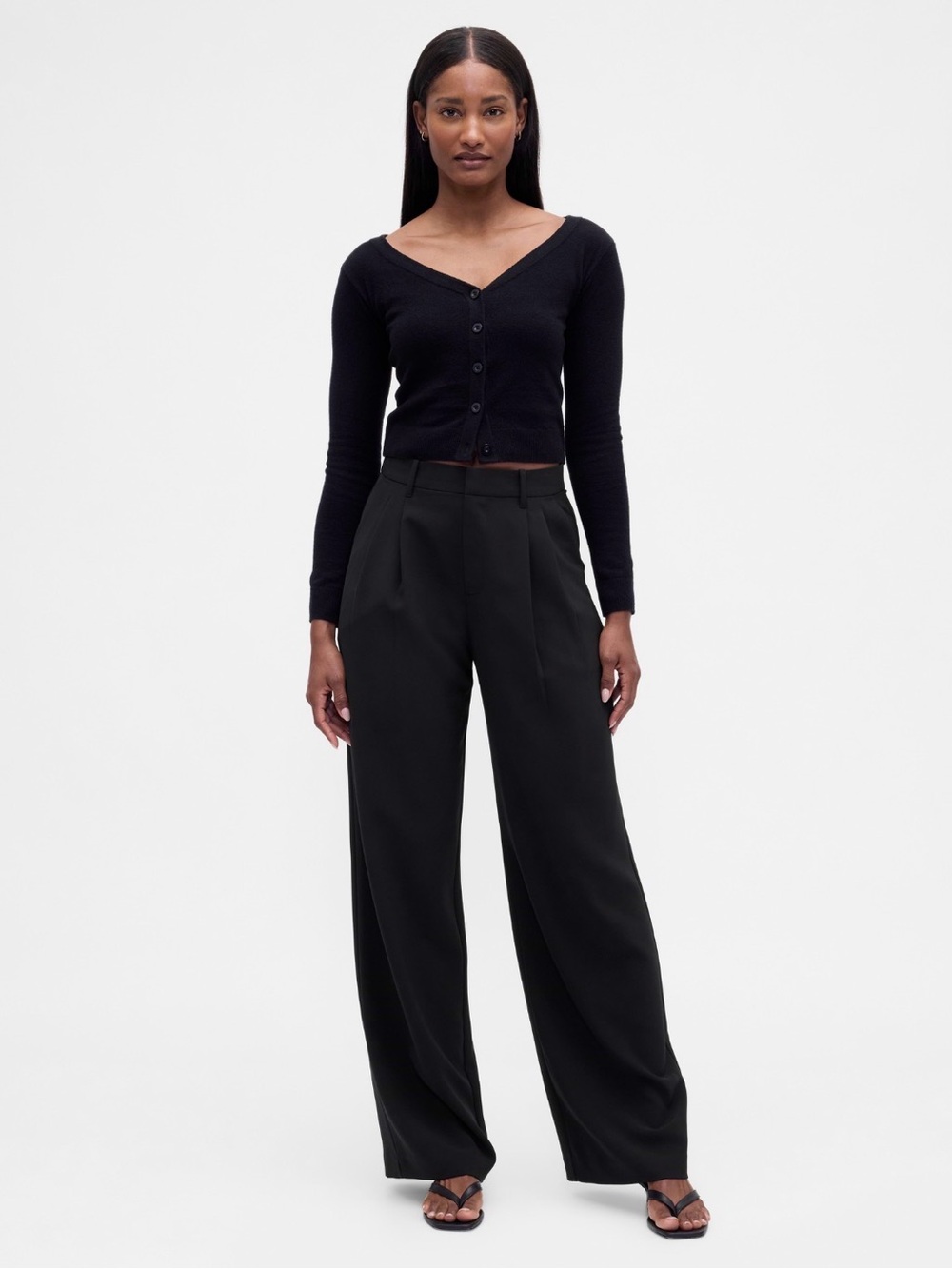 NWT Gap Curvy 365 High Rise Pleated Black Trousers Sz 10.